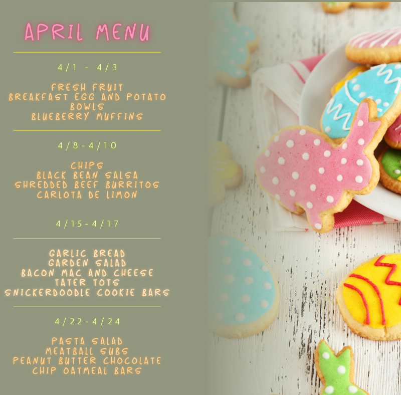 Updated April Menu