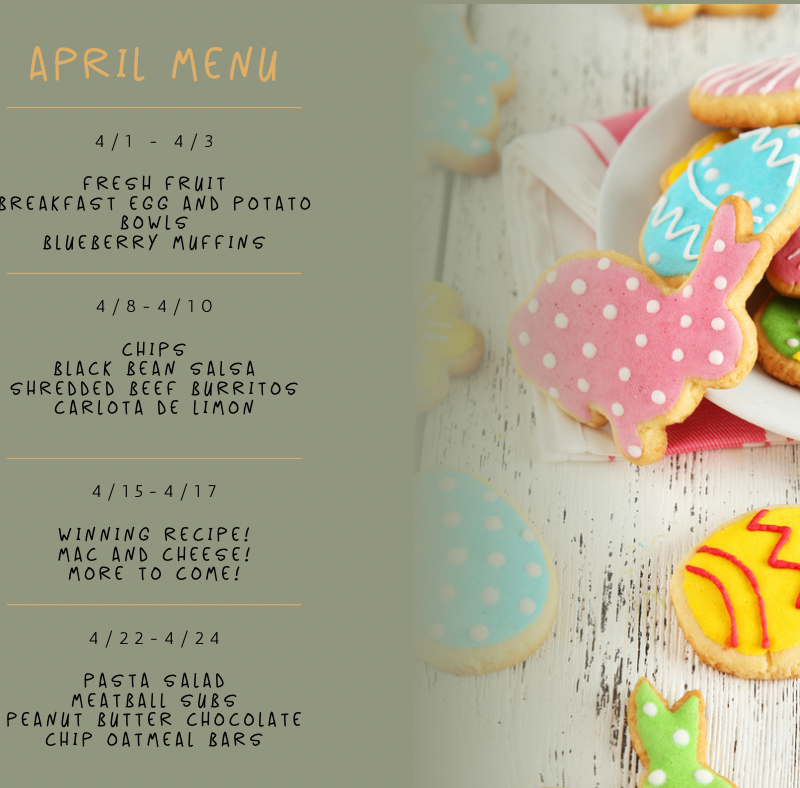 April Menu!